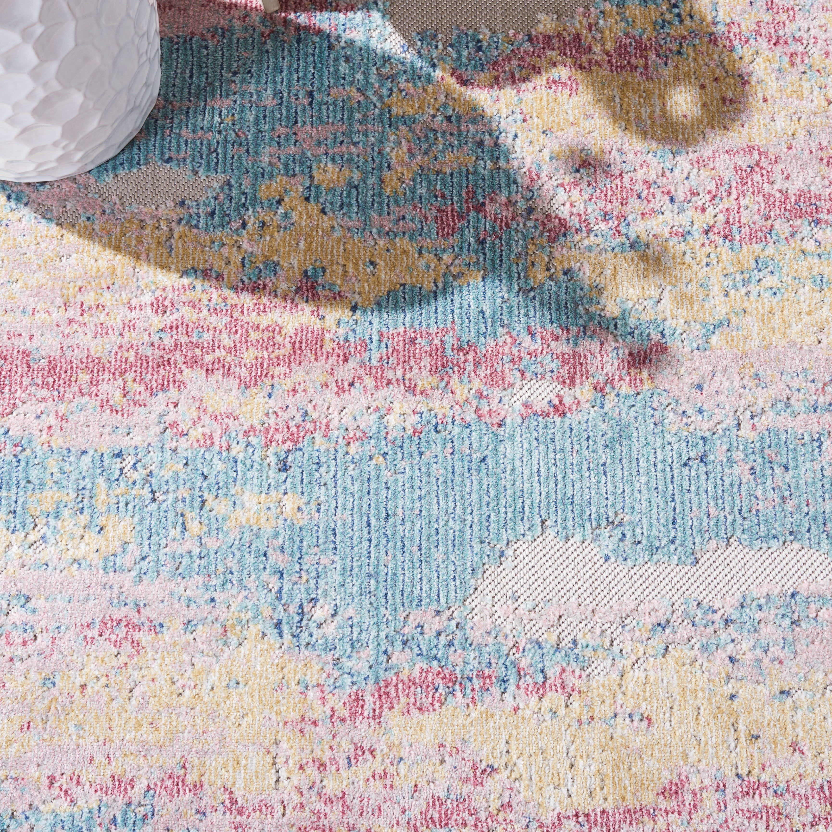 SAFAVIEH Cabana Corie Abstract Indoor/Outdoor Area Rug, Aqua/Pink, 9' x 12'