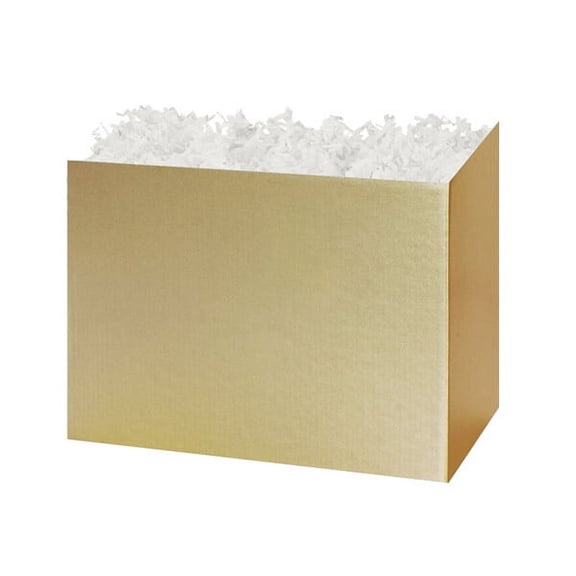 Pack of 6, Medium Solid Metallic Gold Basket Boxes 8.25 x 4.75 x 6.25" As Great Table Centerpieces for Parties