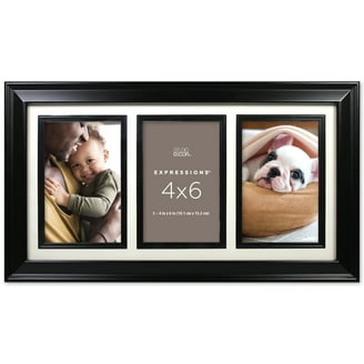 13.5x15.5 Picture Frame Collage With 7 Openings For 4x6 Photos - Black Wood Grain Multi Photo Frame Wall Decor