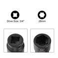 thumbnail image 3 of Socket de impacto poco profundo Uxcell de 3/4" de transmisión y 28 mm de 6 puntos de acero CR-MO, 3 of 5