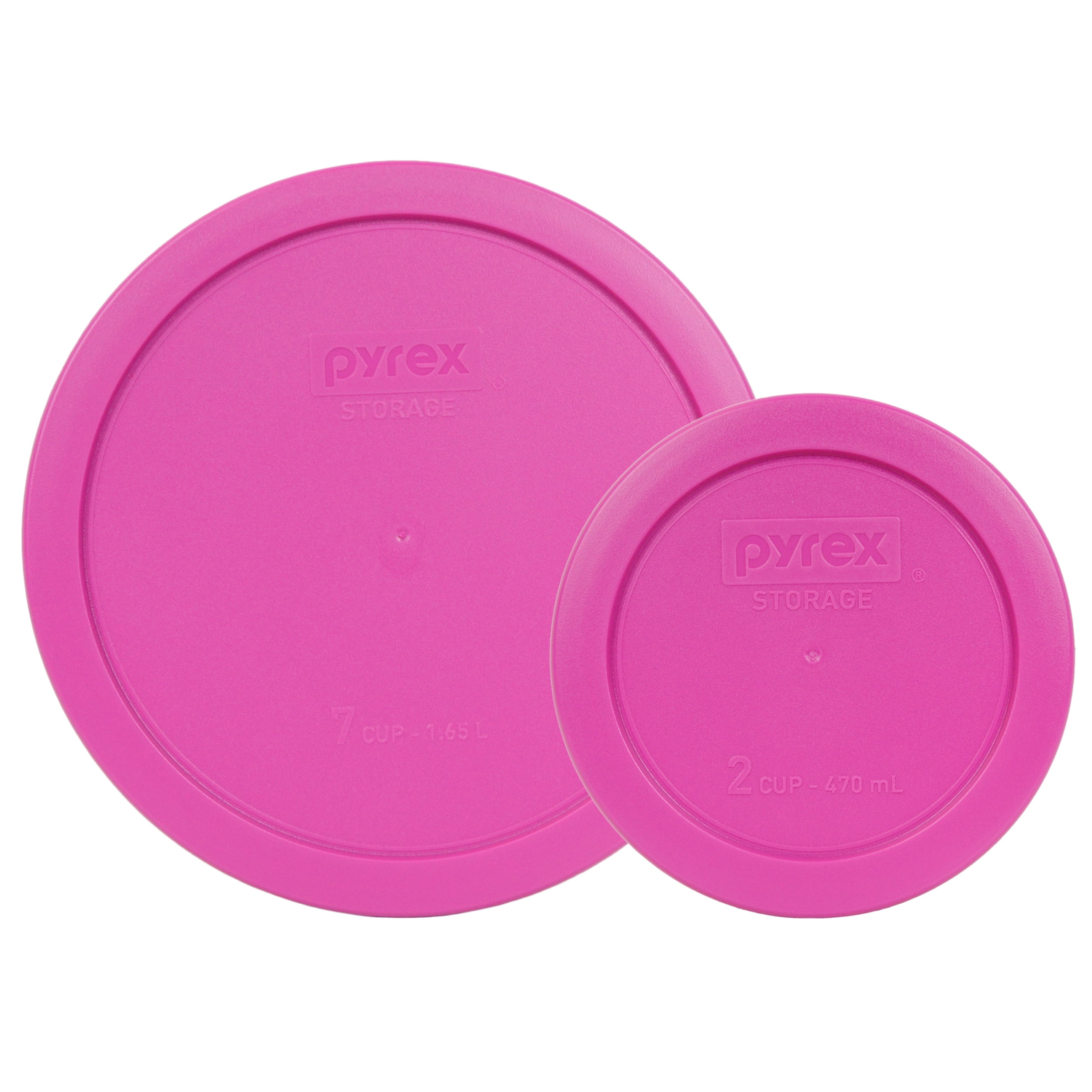 Pyrex Replacement Lid (1) 7200PC 2Cup & (1) 7402PC 7Cup Pink