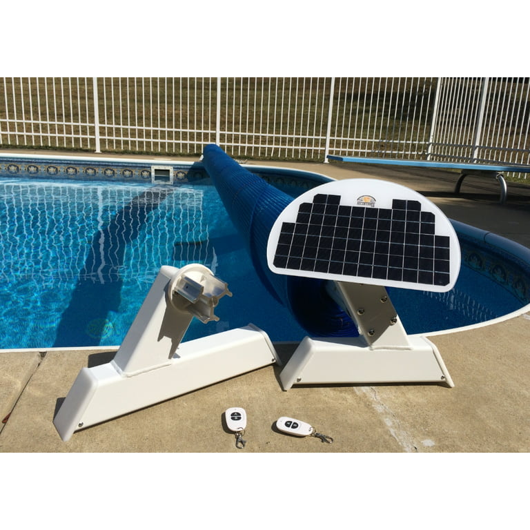 Solar Battery Charged Powered Remote Controlled Solar Blanket Reel Roller  Motor for Pools up to 18FT Wide
