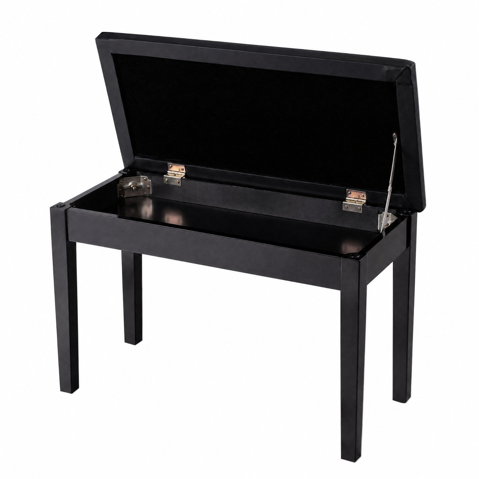 Furnibear Solid Wood Padded Piano Bench with PU Leather Seat and Hidden Storage Compartment for Keyboard Music Room Studio Home Seating, Black