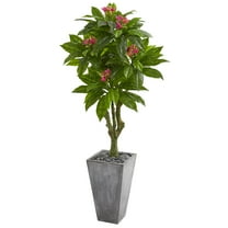 Nearly Natural 5.5-Ft. Plumeria Artificial Tree in Gray Planter UV Resistant (Indoor/Outdoor)