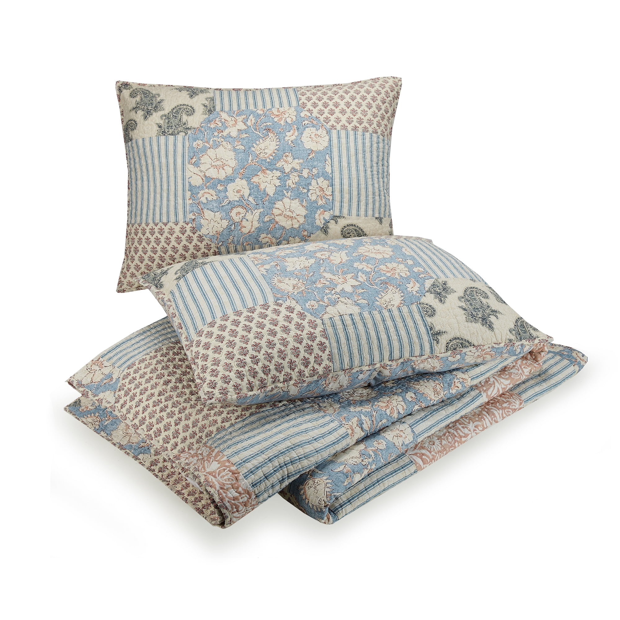 Mary Jane Farm Provencal Rose Blush 3-Piece Quilt Set, Full/Queen