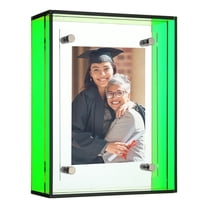 Uxcell 3x4 Inch Acrylic Picture Frame, Floating Picture Frames for Wall or Tabletop Display, Hanging Photo Frame Stand for Office Home, Emerald Green
