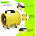 thumbnail image 4 of Garvee 8" Portable Utility Blower/Exhaust, 33FT PVC Duct Hose, 195W 1070CFM Explosion Proof Fan, High Velocity Ventilation Extraction Blower for Basements, Tunnels, Factories, Warehouse, 4 of 8