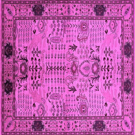 Ahgly Company Indoor Square Oriental Pink Traditional Area Rugs, 8' Square