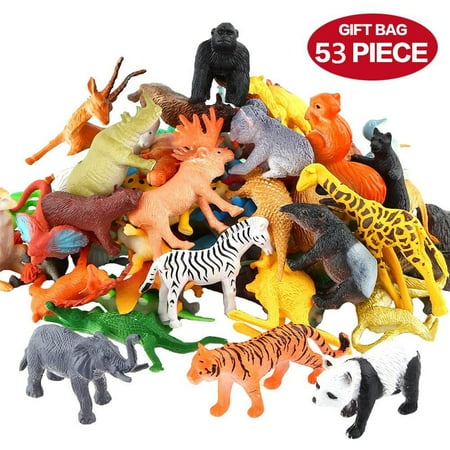 - 53pcs/set Mini Jungle Animal Toy Set Dinosaur Wildlife Model Children Puzzle Early Education Gift