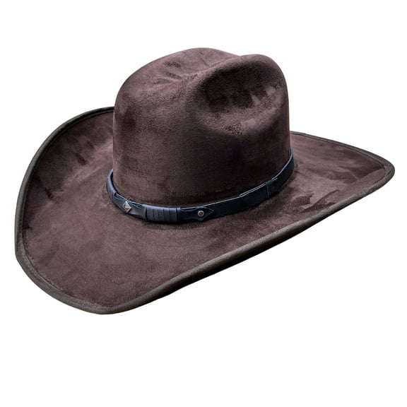 Authentic Mexican Vaquero Cowboy Western Brown Velvet Felt Suede Hat (US, Alpha, Large)