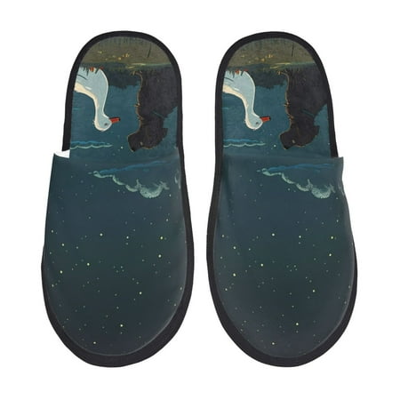 

Tideii Farm Dog Duck Moonlight for Home Indoor Cotton Slippers Autumn and Winter EVA Plush Slippers Household Supplies Unisex-Medium