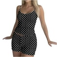 thumbnail image 7 of Women's Polka Dots 2 Piece Outfit Spaghetti Strap Sleeveless Crop Top Camisole and Shorts Pajamas Set Sleepwear Nightwear, 7 of 7