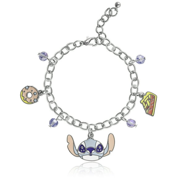 Disney Lilo and Stitch Fashion Donut and Pie Crystal Charm Bracelet