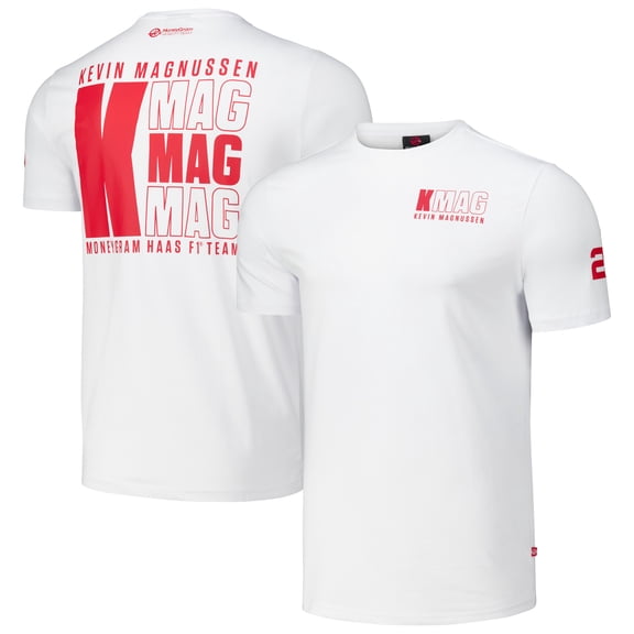 Men's Kevin Magnussen White Haas F1 Team KMAG T-Shirt