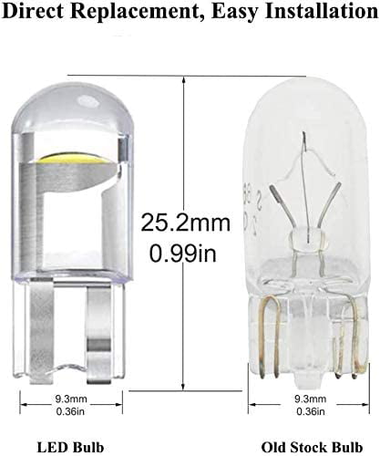 Makergroup T10 194 Miniature Wedge LED Light Bulbs W5W 2825 158 192 168 194 12V for Car Side Marker Lights Dome Map Door Courtesy License Plate Cool White 4-Pack 