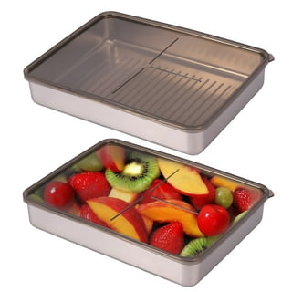 Stainless Steel Cheese Container Elevated Base Fridge Deli Meat Storage Box  Kitchen Food Storage with Lid jogo de panelas