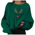 thumbnail image 1 of HNMKIU Hauts pour Femmes Chandails en Molleton de Noël Pulls de Vacances pour Femmes Imprimé Graphique Col Rond Manches Longues, 1 of 4