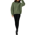 thumbnail image 2 of INSPIRE CHIC Women's Solid Color Turtleneck Oversize Long Sleeves Cable Knit Sweater S Green, 2 of 6