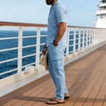 thumbnail image 5 of BVOFAR Mens Summer Beach Outfits 2 Piece Short Sleeve Button Down Shirt and Cargo Pants Sets Casual Vacation Loungewear Sky Blue XXL, 5 of 7