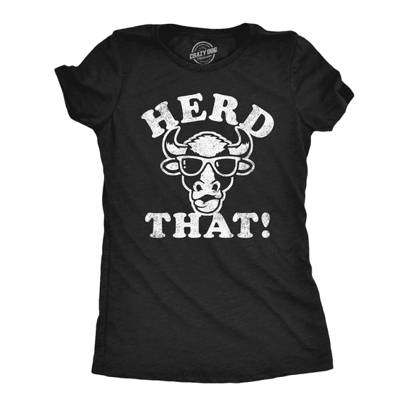 T-shirt Drôle pour Femmes Vache Sarcastic Graphique pour Dames (Noir Chiné - Troupeau Que) - 3TG