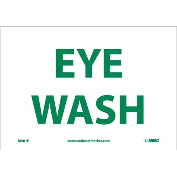 NMC Signs M501P, Eye Wash Sign, 7 X 10, Pressure Sensitive Vinyl .0045