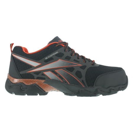 Reebok Mens Black/Red Micro Mesh Athletic Oxford Beamer Composite Toe 6 M