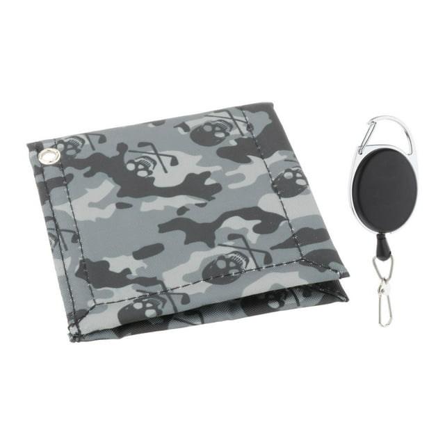 jinwen Ball Cleaning Cloth with Retractable Keychain Buckle 4.3 "x 4.3" Microfiber Golf Grey