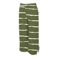 thumbnail image 4 of dazeni Linen Capris Pants for Women Casual Straight Leg Cropped Pants with Pockets Side Split Striped Elastic Waisted Trousers Summer Loungewear Army Green X-Large, 4 of 6
