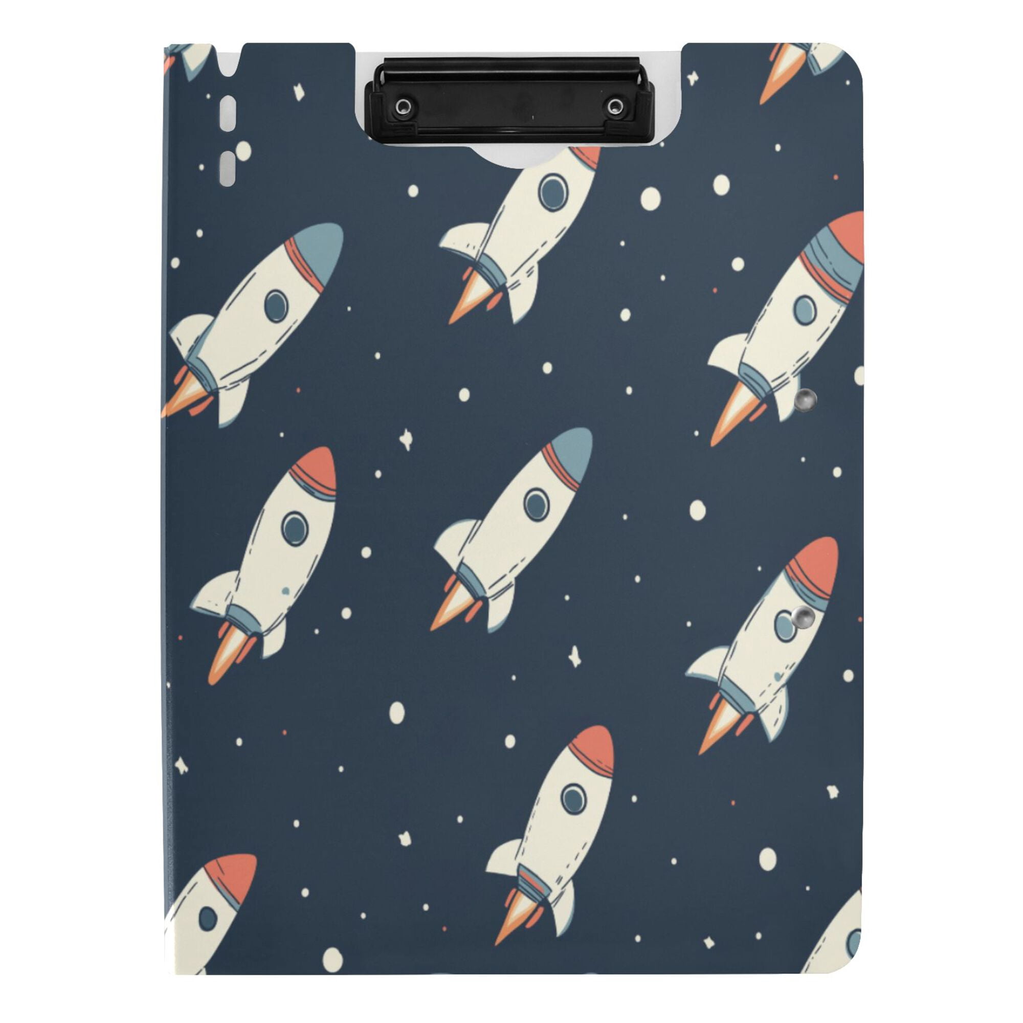 FORMRS A4 Clipboard Folder with Pen Holder Horizontal Foldable School Office Binder, Rocket Pattern
