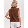 thumbnail image 4 of DARING DIVA Womens Denim Vest Button Down Jacket Sleeveless Jean Jacket 2XL Brown, 4 of 7