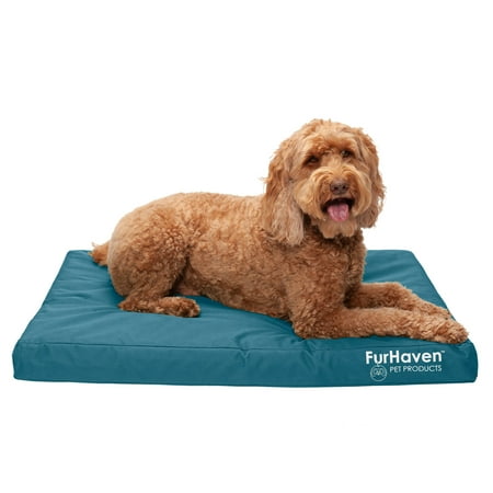 UPC: 0842229125504 | FurHaven Pet Products Indoor/Outdoor Oxford Deluxe Full Support Pet Bed for Dogs & Cats – Deep Lagoon Large
