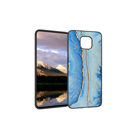 Compatible with Moto G Power 2021 Phone Case, Blue Marble 37 Case Men Women, Flexible Silicone Shockproof Case for Moto G Power 2021