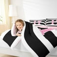 thumbnail image 4 of Feelyou Monogrammed Bling H 01, Cute Girls Bowknot Twin Comforter Sets, Black White Stripes Reversible Bedding Set, Ultra Soft Home Decor,2 Pieces, 4 of 8