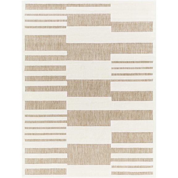 Mark&Day Outdoor Rugs, 5x7 Cawker Modern Indoor/Outdoor Brown Area Rug, Non Shedding Brown Beige Carpet for Patio, Porch, Deck, Bedroom, Living Room or Kitchen (5'3" x 7')
