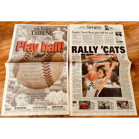 1998 Tampa Bay Rays First Game Kentucky Wildcats Wins NCAA Title Tampa Tribune newspaper
