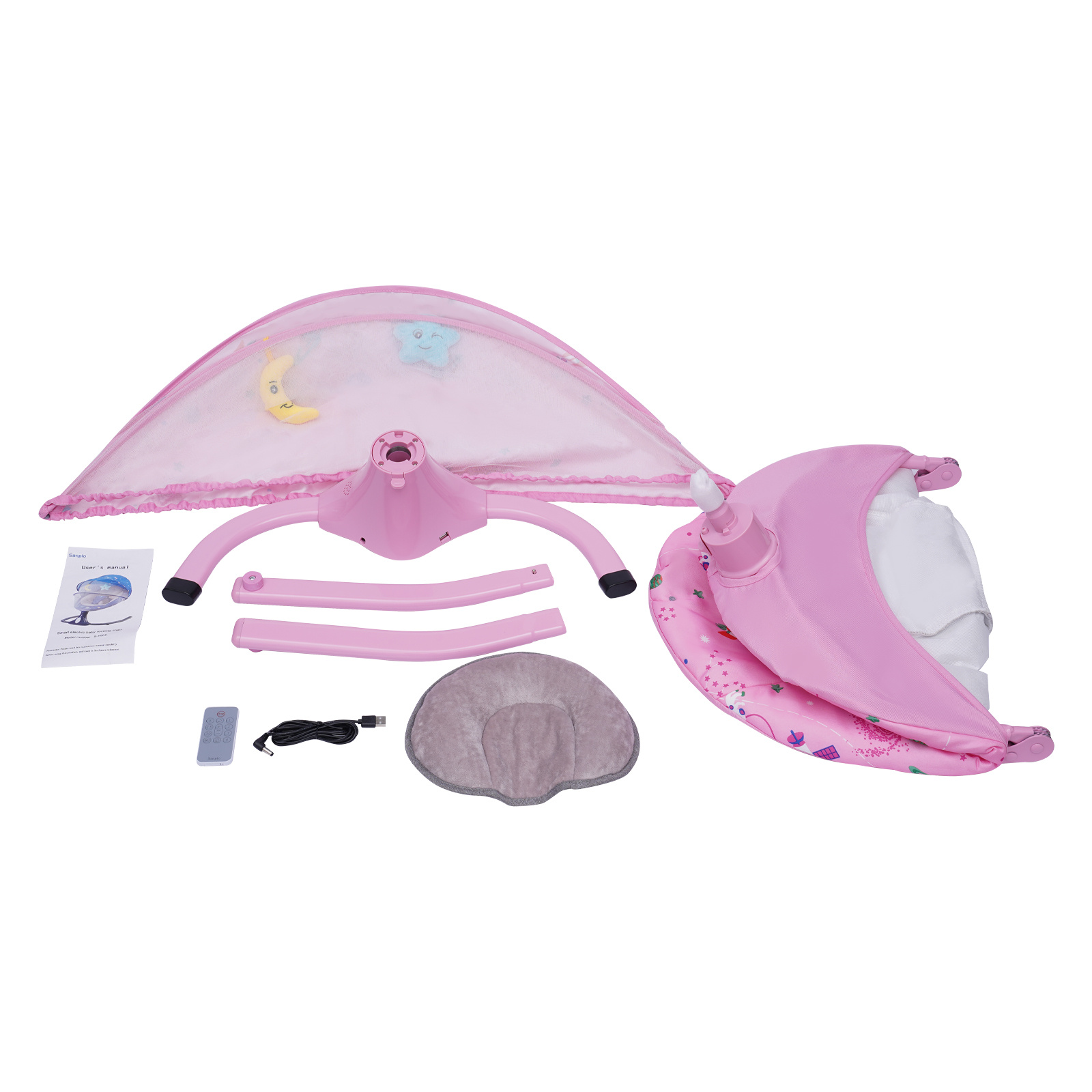 Buy Oukaning Portable Electric Baby Swing Cradle Swings Chair w/4 Swing