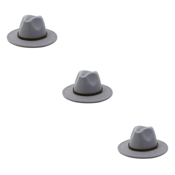 Sombreros Qarigey con hebilla de cinturón gorros grandes de ala ancha sólida invierno lana cálidos hombres