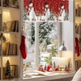 thumbnail image 3 of Christmas Valance Curtain for Windows Winter Snowman Xmas Tree Deer Snowflakes Red Curtain Valances Short Window Treatments Panels for Kitchen Bathroom Laundry Room Basement 42 x 12 Inch, 3 of 7