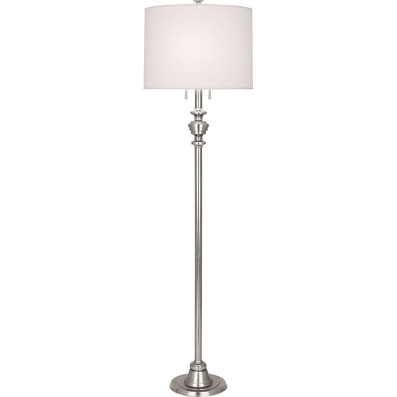 **Modern Polished Nickel Floor Lamp - Classic Candlestick Design with Dupioni Fabric Shade - 65 Height, 100W Max - Perfect for Home Decor**