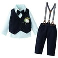 thumbnail image 3 of Zshosam Baby Boys Gentleman Bowtie Formal Outfit Suits Tuxedo Vest Wedding Party Suit(Navy,12-18 Months), 3 of 9