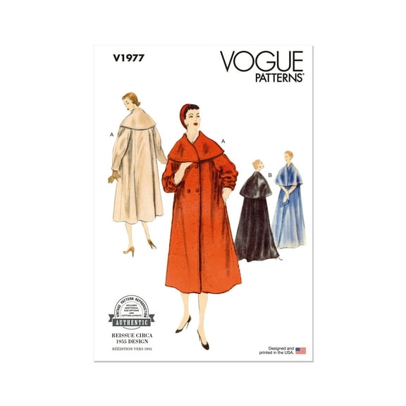 Vogue Sewing Pattern 1977 - Misses' Coats, Size: U5 (16-18-20-22-24)