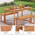 thumbnail image 6 of LEHOME Acacia Wood Outdoor Bench Backless, 2-Person Wood Patio Bench with Slatted Seat, Outdoor Backless Dining Bench for Backyard, Poolside, Porch (43.5"), 6 of 8