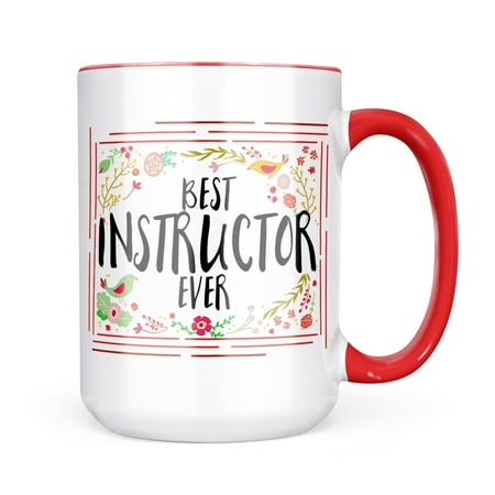 

Neonblond Happy Floral Border Instructor Mug gift for Coffee Tea lovers