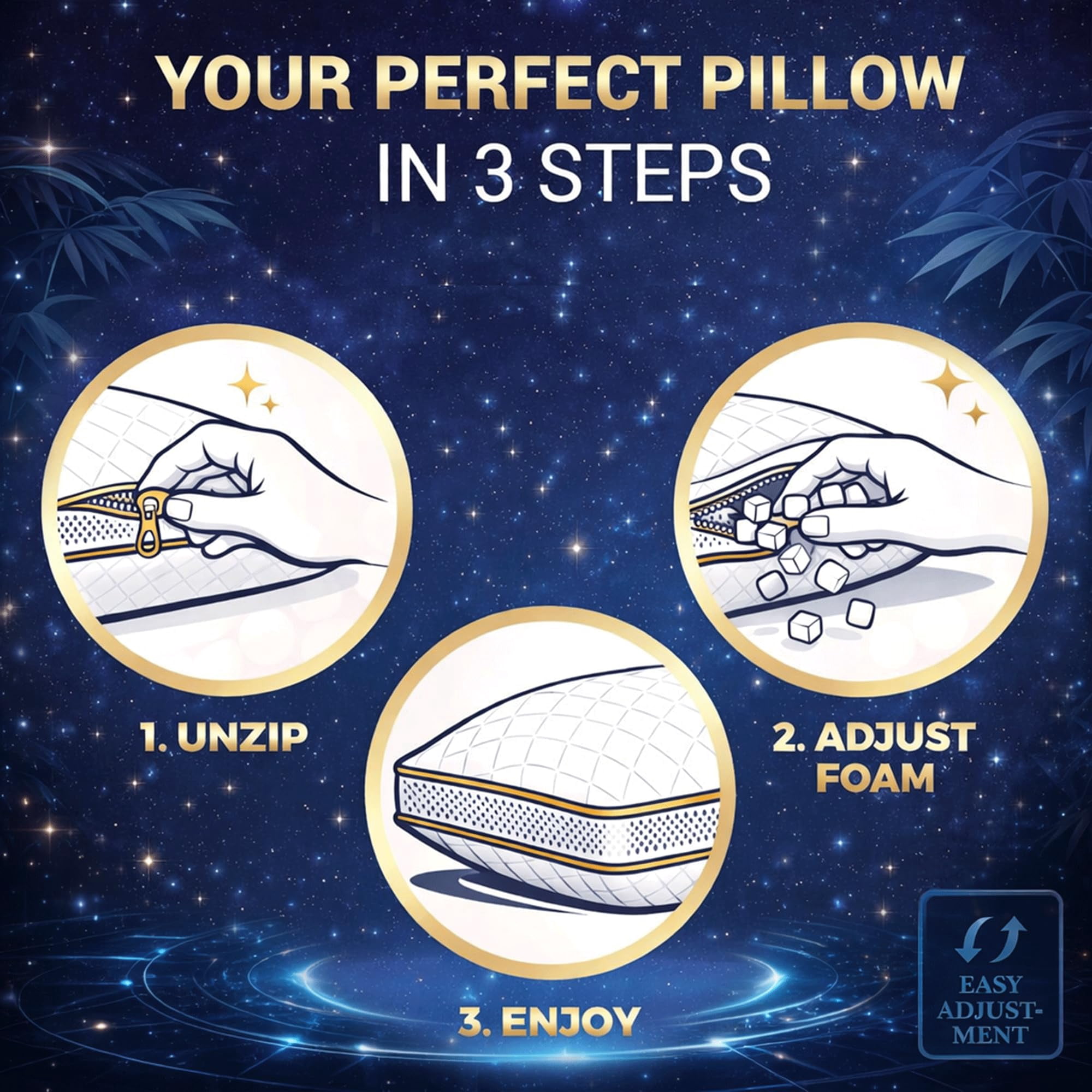 King Memory Foam Pillow  Adjustable Shredded Odor-free For Neck & Shoulder Support Side Sleepers Airflowpro