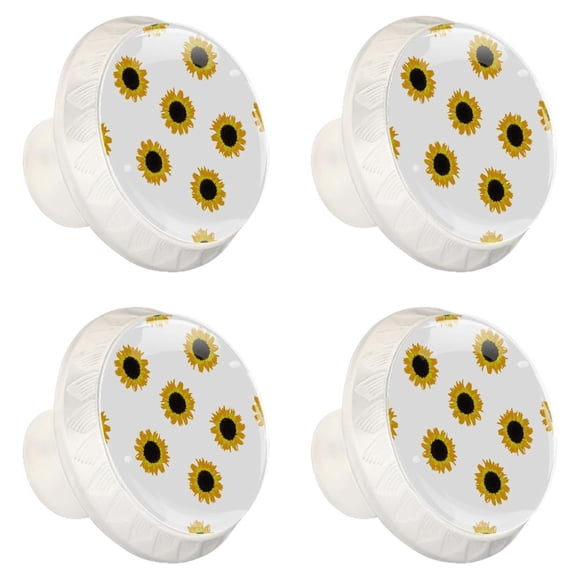 4 Pcs Sunflower Knobs for Kitchen Cabinet Cupboard Dresser Bookcase Drawer Pulls Handles Round Home Decor