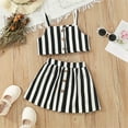 thumbnail image 2 of Kids Toddler Baby Girls Summer Set Sleeveless Tops Striped Skirt Outfits Set, 2 of 8