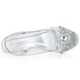 thumbnail image 4 of BLISSFUL STEP Women's Clear Slingback Flower Rhinestone Heel Sandals, 4 of 7