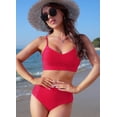 thumbnail image 3 of Womens Two Piece Swimsuits High Waisted Bikini Set for Women Tummy Control Push Up Ruched Bathing Suit, 3 of 7