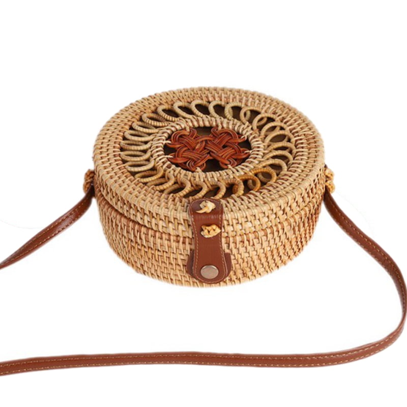 round rattan crossbody bag
