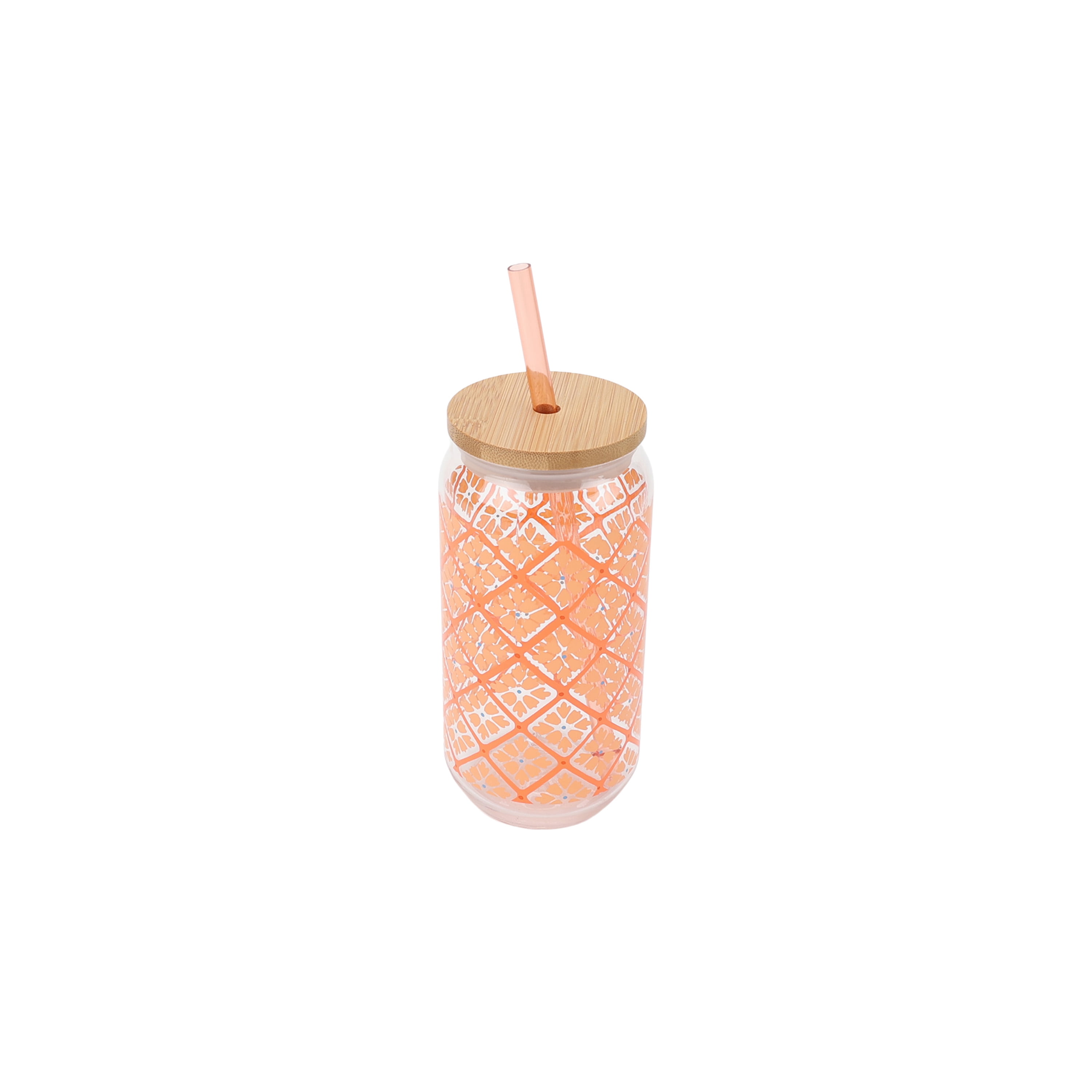 Mainstays by Becky G. & Alejandra 20-Ounce Acrylic Can Shape Tumbler, Orange Tile Pattern